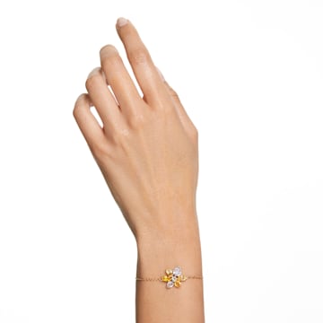 Gema bracelet, Mixed cuts, Flower, Yellow, Gold-tone plated - Swarovski, 5652820