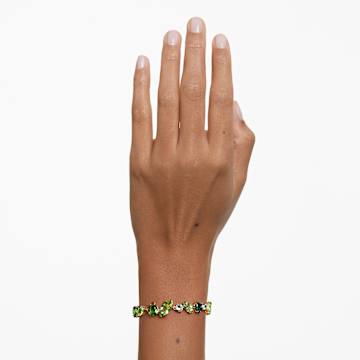 Gema bracelet, Mixed cuts, Green, Gold-tone plated - Swarovski, 5652822