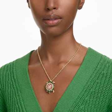 Idyllia pendant, Turtle, Multicolored, Gold-tone plated - Swarovski, 5653068