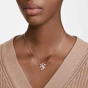 Volta 项链, 蝴蝶结, 小码, 白色, 镀玫瑰金色调 - Swarovski, 5656741