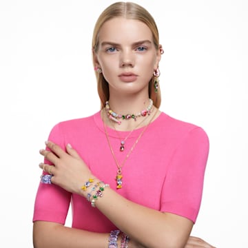 Gema bracelet, Mixed cuts, Flower, Pink, Rhodium plated - Swarovski, 5658396