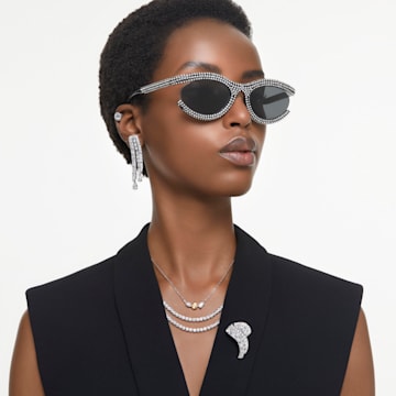 Matrix Tennis necklace, Round cut, Small, White, Rhodium plated - Swarovski, 5661257
