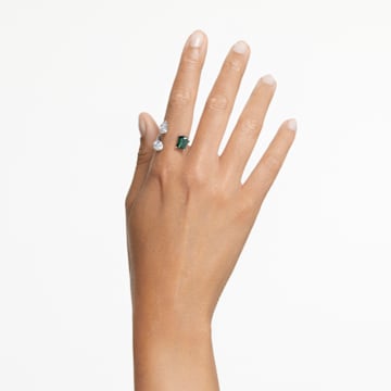 Mesmera 开口戒指, 混合切割, 绿色, 银色润饰 - Swarovski, 5676969