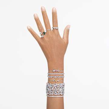 Mesmera 开口戒指, 混合切割, 绿色, 银色润饰 - Swarovski, 5676969