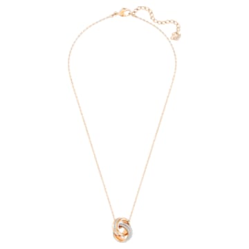 Further pendant, Pavé, Intertwined circles, White, Rose gold-tone plated - Swarovski, 5259154