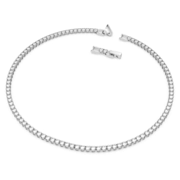 Tennis Deluxe 项链, 圆形切割, 白色, 镀铑 - Swarovski, 5494605