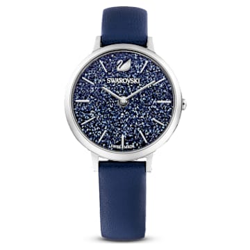 Crystalline Joy 腕表, 瑞士制造, 真皮表带, 蓝色, 不锈钢 - Swarovski, 5563699