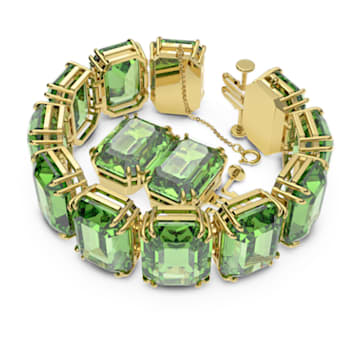 Millenia bracelet, Oversized crystals, Octagon cut, Green, Gold-tone plated - Swarovski, 5598347