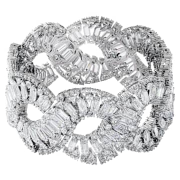 Hyperbola bracelet, Mixed cuts, Wave, White, Rhodium plated - Swarovski, 5598351