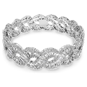 Hyperbola 束颈项链, 混合切割, 波浪形切割, 白色, 镀铑 - Swarovski, 5598359