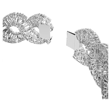 Hyperbola 束颈项链, 混合切割, 波浪形切割, 白色, 镀铑 - Swarovski, 5598359
