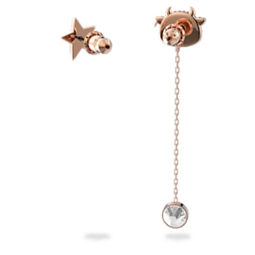 Little drop earrings, Asymmetrical design, Ox and star, Purple, Rose gold-tone plated - Swarovski, 5599158