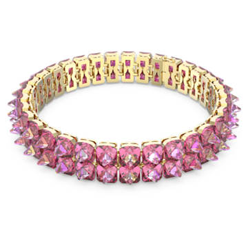 Ortyx 束颈项链, 金字塔切割, 粉红色, 镀金色调 - Swarovski, 5600620