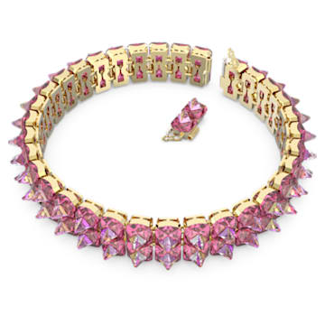 Ortyx choker, Pyramid cut, Pink, Gold-tone plated - Swarovski, 5600620