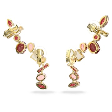 Gema clip earrings, Mixed cuts, Multicolored, Gold-tone plated - Swarovski, 5600762