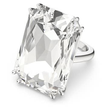 Mesmera cocktail ring, Oversized crystals, White, Rhodium plated - Swarovski, 5600858