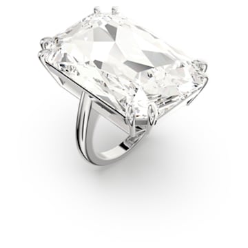 Mesmera cocktail ring, Oversized crystals, White, Rhodium plated - Swarovski, 5600858