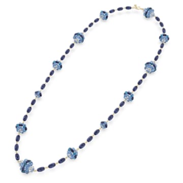 Somnia necklace, Extra long, Blue, Gold-tone plated - Swarovski, 5601905