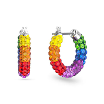 Tigris hoop earrings, Multicolored, Rhodium plated - Swarovski, 5604958