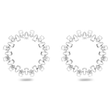 Millenia 大圈耳环, 梨形切割, 大码, 白色, 镀铑 - Swarovski, 5608814