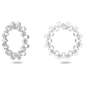 Millenia 大圈耳环, 梨形切割, 大码, 白色, 镀铑 - Swarovski, 5608814
