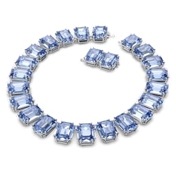 Millenia 项链, 超大仿水晶, 八角形切割, 蓝色, 镀铑 - Swarovski, 5609703