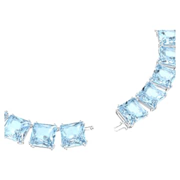 Millenia necklace, Square cut, Blue, Rhodium plated - Swarovski, 5609704