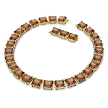 Millenia 项链, 方形切割, 黄色, 镀金色调 - Swarovski, 5609705
