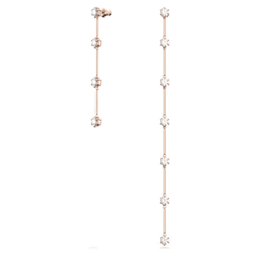 Constella drop earrings, Asymmetrical design, Round cut, White, Rose gold-tone plated - Swarovski, 5609707