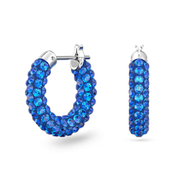 Tigris 大圈耳环, 蓝色, 镀铑 - Swarovski, 5610955
