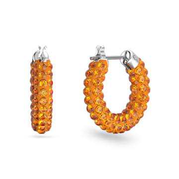 Tigris hoop earrings, Orange, Rhodium plated - Swarovski, 5610986