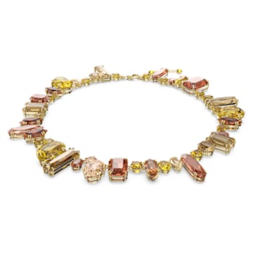 Gema necklace, Mixed cuts, Multicolored, Gold-tone plated - Swarovski, 5610988