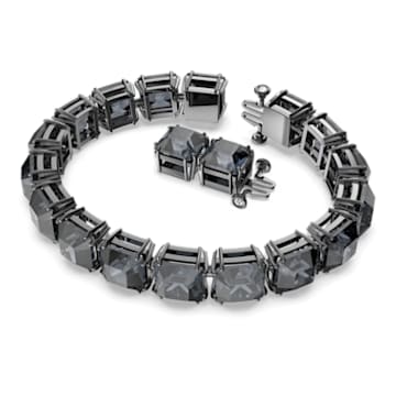 Millenia bracelet, Square cut, Medium, Gray, Ruthenium plated - Swarovski, 5612682