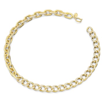 Dextera necklace, Mixed links, White, Gold-tone plated - Swarovski, 5613388