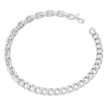 Dextera necklace, Mixed links, White, Rhodium plated - Swarovski, 5613391