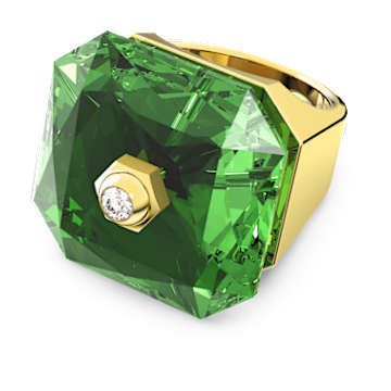 Numina cocktail ring, Octagon cut, Green, Gold-tone plated - Swarovski, 5613538
