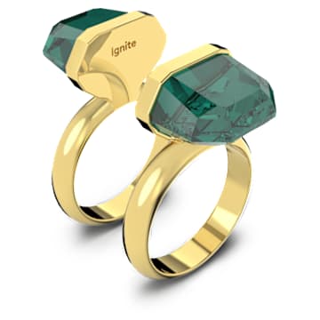Lucent ring, Magnetic closure, Green, Gold-tone plated - Swarovski, 5613551