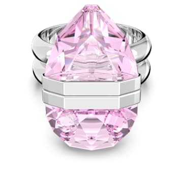 Lucent ring, Magnetic closure, Pear cut, Pink, Rhodium plated - Swarovski, 5613558