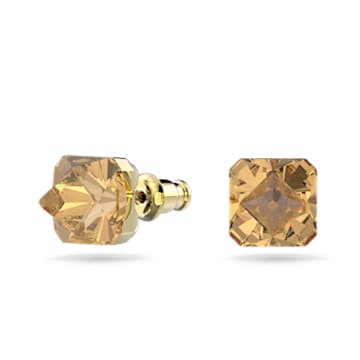 Ortyx stud earrings, Pyramid cut, Yellow, Gold-tone plated - Swarovski, 5613680