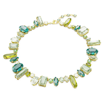Gema necklace, Mixed cuts, Green, Gold-tone plated - Swarovski, 5613735