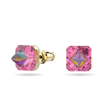 Ortyx 耳钉, 金字塔切割, 粉红色, 镀金色调 - Swarovski, 5614062