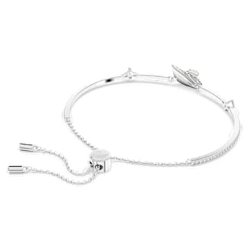 Swarovski Iconic Swan bracelet, Swan, Black, Rhodium plated - Swarovski, 5614119