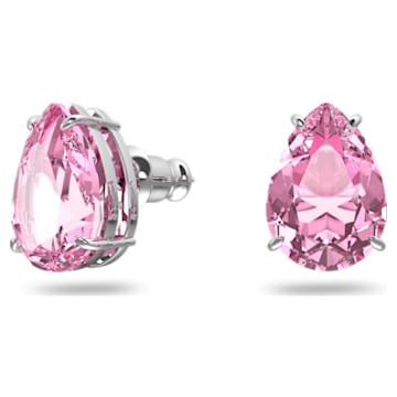 Gema stud earrings, Drop cut, Pink, Rhodium plated - Swarovski, 5614455