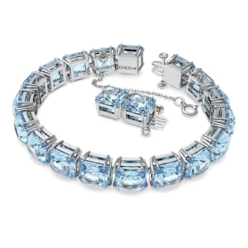 Millenia bracelet, Square cut, Blue, Rhodium plated - Swarovski, 5614924