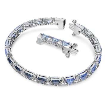 Ortyx bracelet, Triangle cut, Blue, Rhodium plated - Swarovski, 5614925