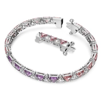 Ortyx bracelet, Triangle cut, Pink, Rhodium plated - Swarovski, 5614928