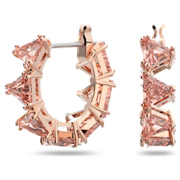 Ortyx hoop earrings, Triangle cut, Small, Pink, Rose gold-tone plated - Swarovski, 5614930