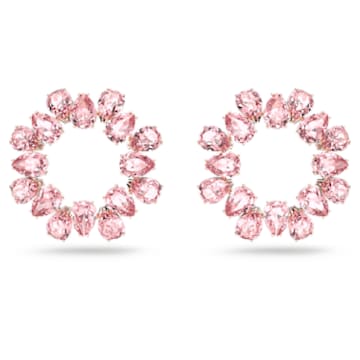 Millenia 大圈耳环, 梨形切割, 粉红色, 镀玫瑰金色调 - Swarovski, 5614932