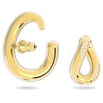 Dextera ear cuff, Set (2), Asymmetrical design, White, Gold-tone plated - Swarovski, 5615734