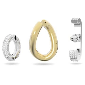 Dextera 耳骨夹, 套装（3）、非对称设计, 白色, 混合金属润饰 - Swarovski, 5615735